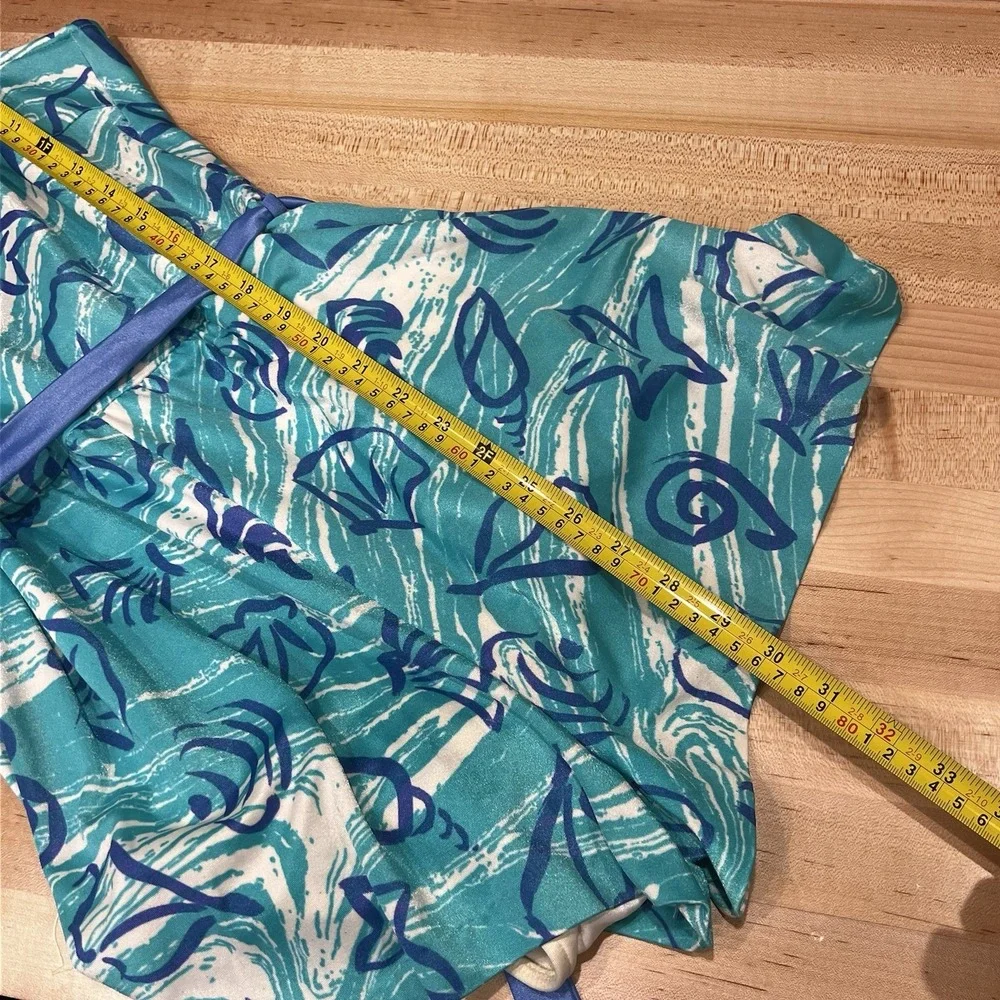 Vintage Sea Waves One-Piece Swimsuit, Women's Size 16, Seashells, Teal, Padded